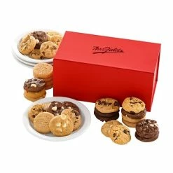 New 🔥 Edible Gifts Mrs. Fields Nibblers Crimson Cookie Box, Assorted Flavors, 32 Oz. (ST21EVBOXL036) 👏