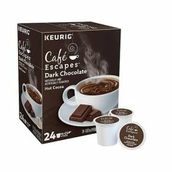 Buy 🥰 Cafe Escapes K-Cups Café Escapes Dark Chocolate Hot Cocoa, Keurig® K-Cup® Pods, 24/Box (6802) 💯