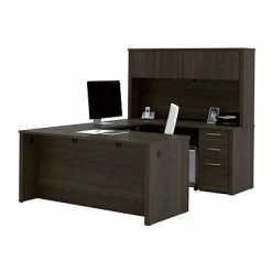 Outlet ⭐ Office Desks Bestar® Embassy 66" U-shaped Desk, Dark Chocolate (60857-79) 😍