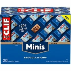 Flash Sale 👍 Snack Bars Clif Mini Energy Bars, Chocolate Chip, 1.0 Oz., 20/Box (CCC37654) 🔔