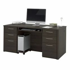 Best Pirce 💯 Office Desks Bestar® Embassy 66" Executive Desk Kit, Dark Chocolate (60850-79) 💯