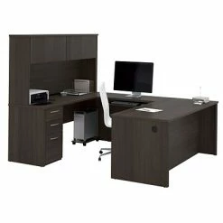 Best Pirce 🤩 Office Desks Bestar® Embassy 71" U-shaped Desk, Dark Chocolate (60897-79) 🔥