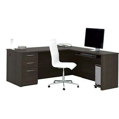 Coupon 🎁 Office Desks Bestar® Embassy 71"W L-shaped Desk In Dark Chocolate (60892-79) 🛒