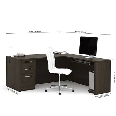 Coupon 🎁 Office Desks Bestar® Embassy 71"W L-shaped Desk In Dark Chocolate (60892-79) 🛒 - Image 3