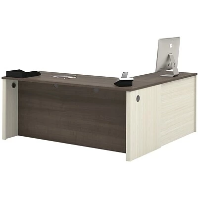 Best deal 🧨 Office Desks Bestar® Prestige+ L-Station And 1 Pedestal In White Chocolate & Antigua ⌛ - Image 2