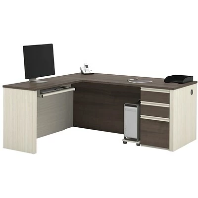 Best deal 🧨 Office Desks Bestar® Prestige+ L-Station And 1 Pedestal In White Chocolate & Antigua ⌛ - Image 3