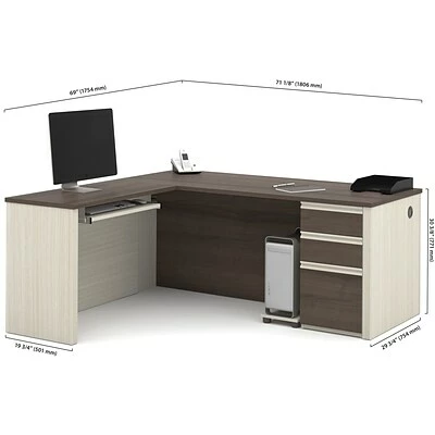 Best deal 🧨 Office Desks Bestar® Prestige+ L-Station And 1 Pedestal In White Chocolate & Antigua ⌛ - Image 4