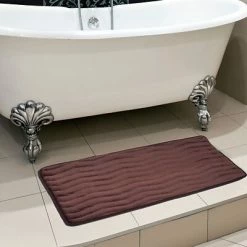Flash Sale 🤩 Bath Mats Lavish Home 24" X 60" Microfiber & Polyurethane Bath Mat; Chocolate 😀