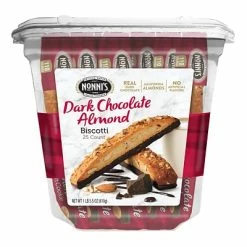 Promo ❤️ Nonni's Individually Wrapped Dark Chcolate Almond Italian Cookies, .86oz Value Pack Of 25 In A 21.5oz Tub 🤩