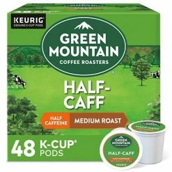 New ✔️ K-Cups Green Mountain Coffee Roasters Half-Caff Coffee, Keurig® K-Cup® Pods, Medium Roast, 48/Box (357446) 🎁