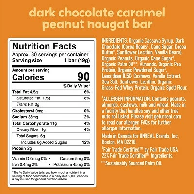 Cheapest ๐ Candy & Chocolate Unreal Dark Chocolate Caramel Peanut Nougat Bars, 0.67 Oz., 40 Ct. ๐ - Image 3