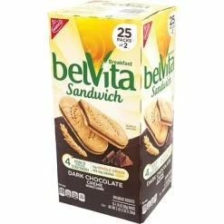 Hot Sale 😍 Breakfast & Cereal Belvita Breakfast Sandwich Dark Chocolate Creme, 1.76 Oz, 25 Pack 💯