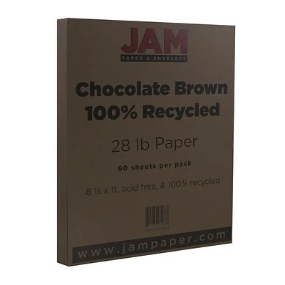 Hot Sale 🔥 JAM Paper Matte Colored Paper, 28 Lbs., 8.5" X 11", Chocolate Brown Recycled, 50 Sheets/Pack (233723) 😉