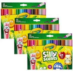 Budget ⌛ Art & School Markers Crayola® Silly Scents™ Washable Markers, Chisel Tip, 12 Assorted Colors, 3 Packs (BIN588199-3) 😍