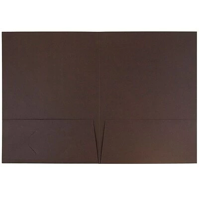 Flash Sale 🔔 Pocket Folders JAM Paper® Two-Pocket Textured Linen Business Folders, Chocolate Brown, 6/Pack (386LBRD) 🔔 - Image 2