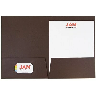 Flash Sale 🔔 Pocket Folders JAM Paper® Two-Pocket Textured Linen Business Folders, Chocolate Brown, 6/Pack (386LBRD) 🔔 - Image 3