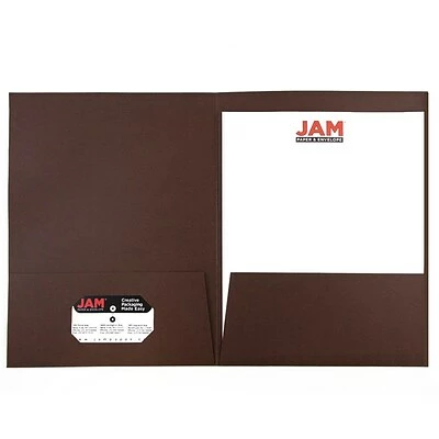 Flash Sale 🔔 Pocket Folders JAM Paper® Two-Pocket Textured Linen Business Folders, Chocolate Brown, 6/Pack (386LBRD) 🔔 - Image 6