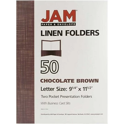 Flash Sale 🔔 Pocket Folders JAM Paper® Two-Pocket Textured Linen Business Folders, Chocolate Brown, 6/Pack (386LBRD) 🔔 - Image 9