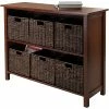 Best Sale 🌟 Winsome Shelving Winsome Granville Beech Wood 7-Pc 2-Section Storage Shelf With 6 Foldable Corn Husk Baskets, Walnut 👍
