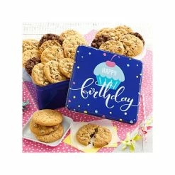 Cheapest 🔔 Cookies Mrs. Fields Cookie Happy 🥳 Birthday Tin, Assorted Flavors (ST17EV834) 🎁