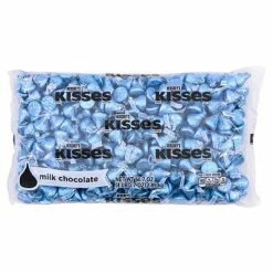 Budget 😀 Candy & Chocolate HERSHEY'S KISSES Blue Foils Milk Chocolate 🍬 Candy, Bulk, 66.7 Oz, Bag, 400 Pieces (246-00053) ❤️