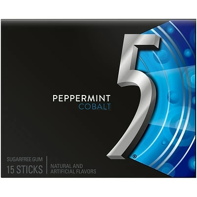 Hot Sale โ Gum & Mints 5 GUM Peppermint Cobalt Sugar Free Chewing Gum, 15 Sticks (WMW51220) ๐ฅฐ