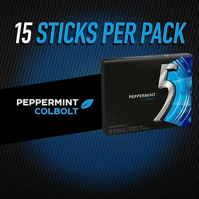 Hot Sale โ Gum & Mints 5 GUM Peppermint Cobalt Sugar Free Chewing Gum, 15 Sticks (WMW51220) ๐ฅฐ - Image 3